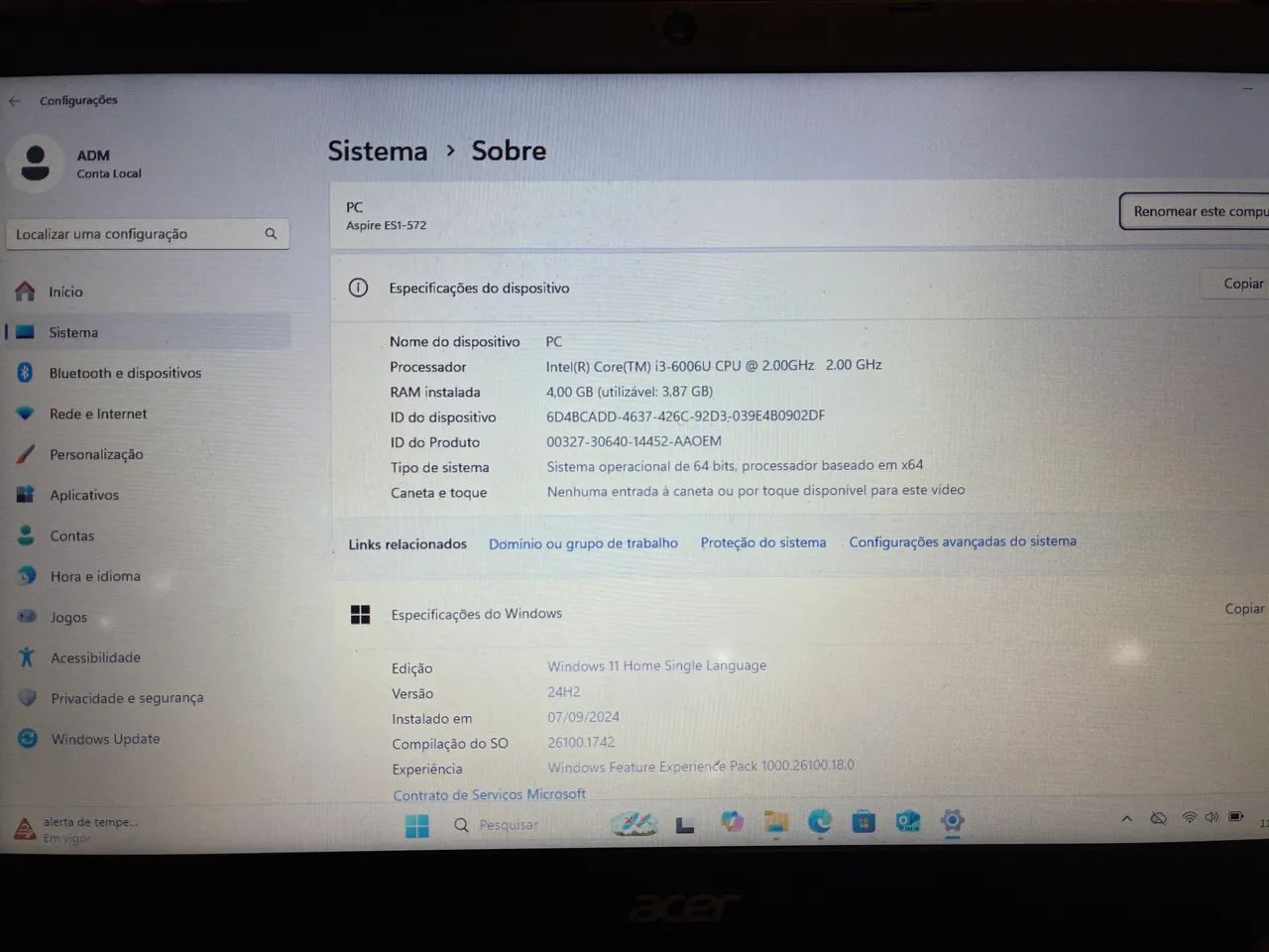 Notebook Acer Aspire ES 15 - Intel I3 1TB - Foto 3