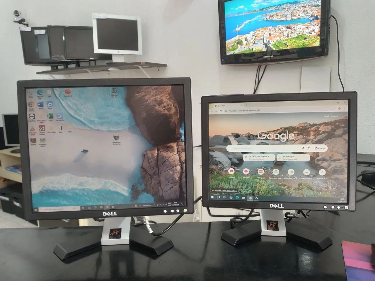 2 monitores de de 15" e 17" polegadas,  com garantia,  cabos, só ligar e usar