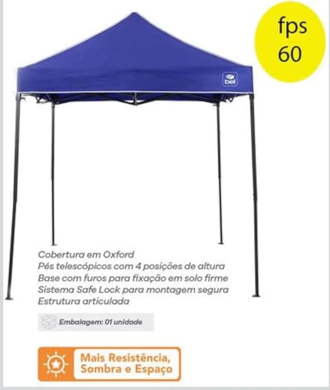 Tenda dobrável 2x2m com 3 lados cobertos(AZUL)
