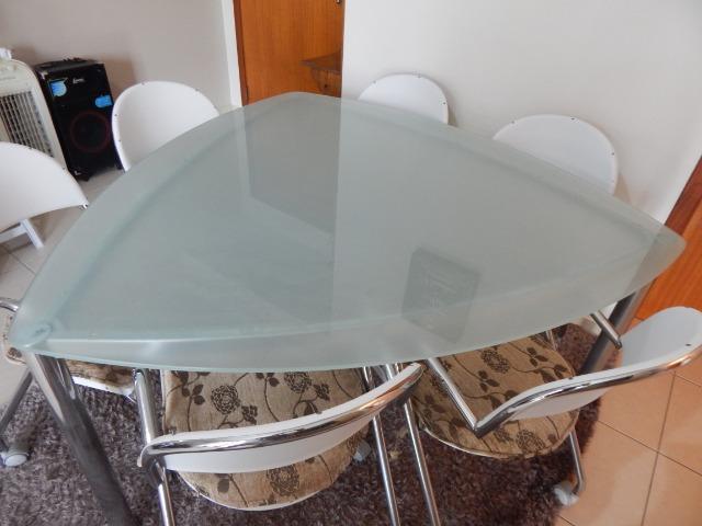 Mesa de Jantar Triangular Vidro 6 Cadeiras - Foto 6