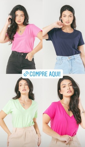 T-shirts Femininas 100% Algodão 