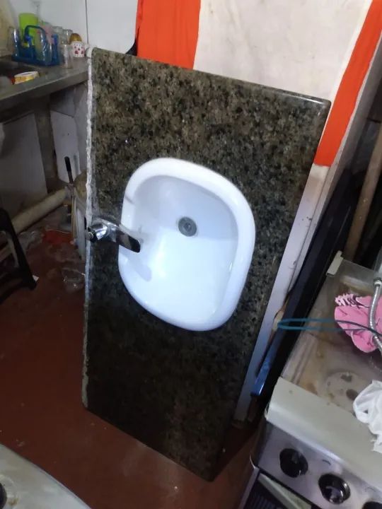 Polished marble bathroom sink