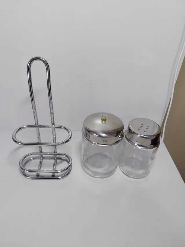 Porta adoçante e porta temperos inox+brinde