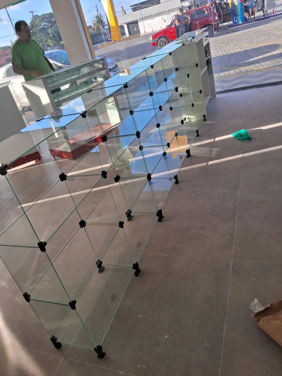 Balcão de vidro expositor para lojas gondolas 