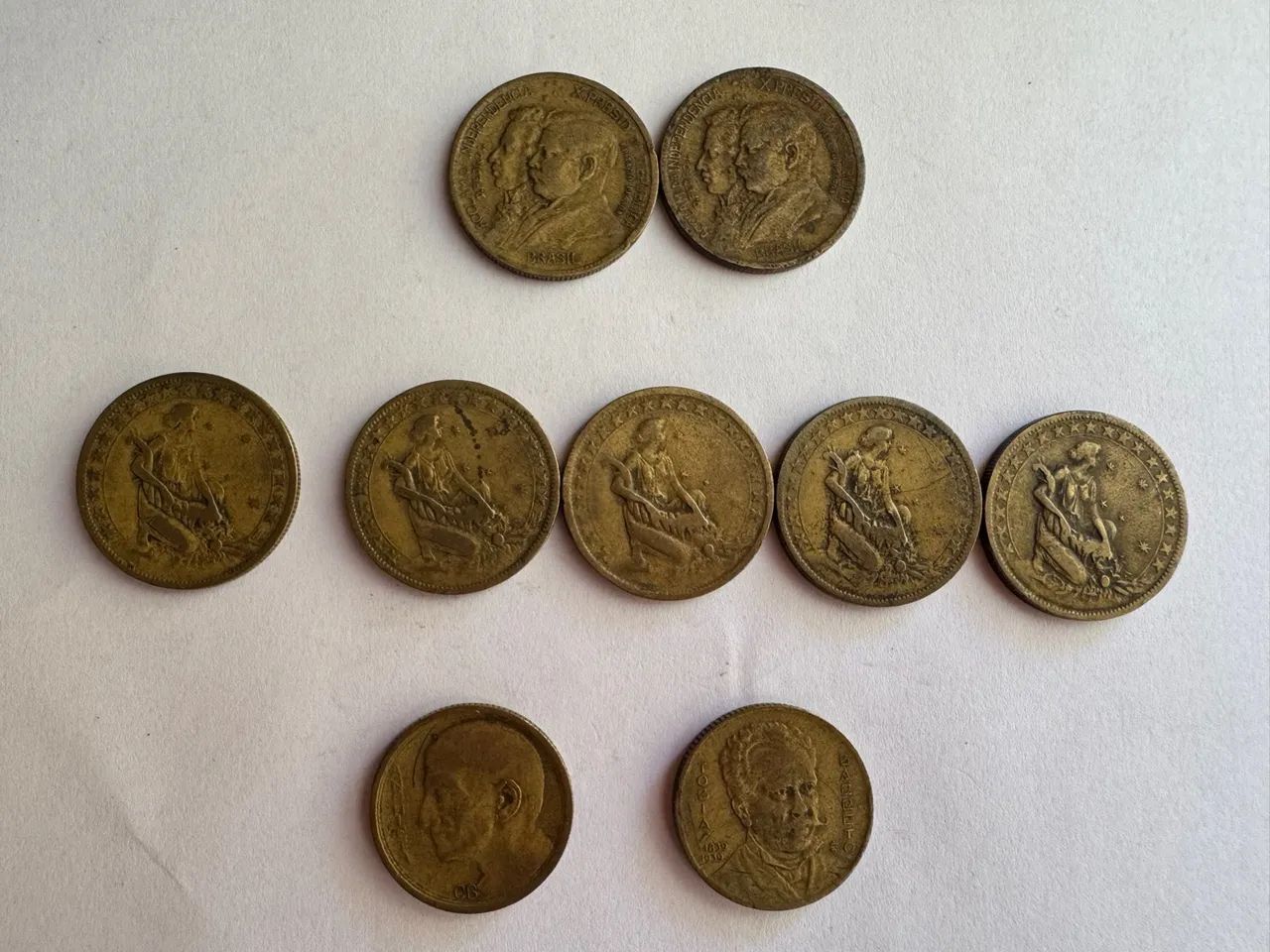 Lote 9 moedas antigas de 1000 réis