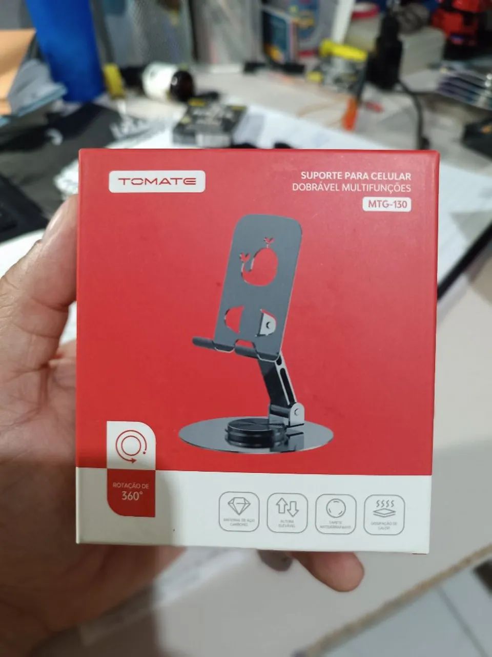 Suporte para Celular Dobrável Multifunções Tomate MTG-130