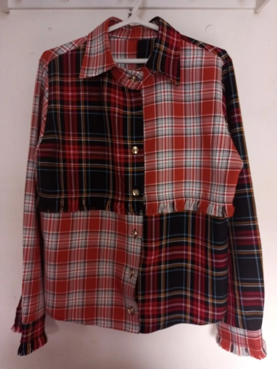 Camisa xadrez feminina com franjas