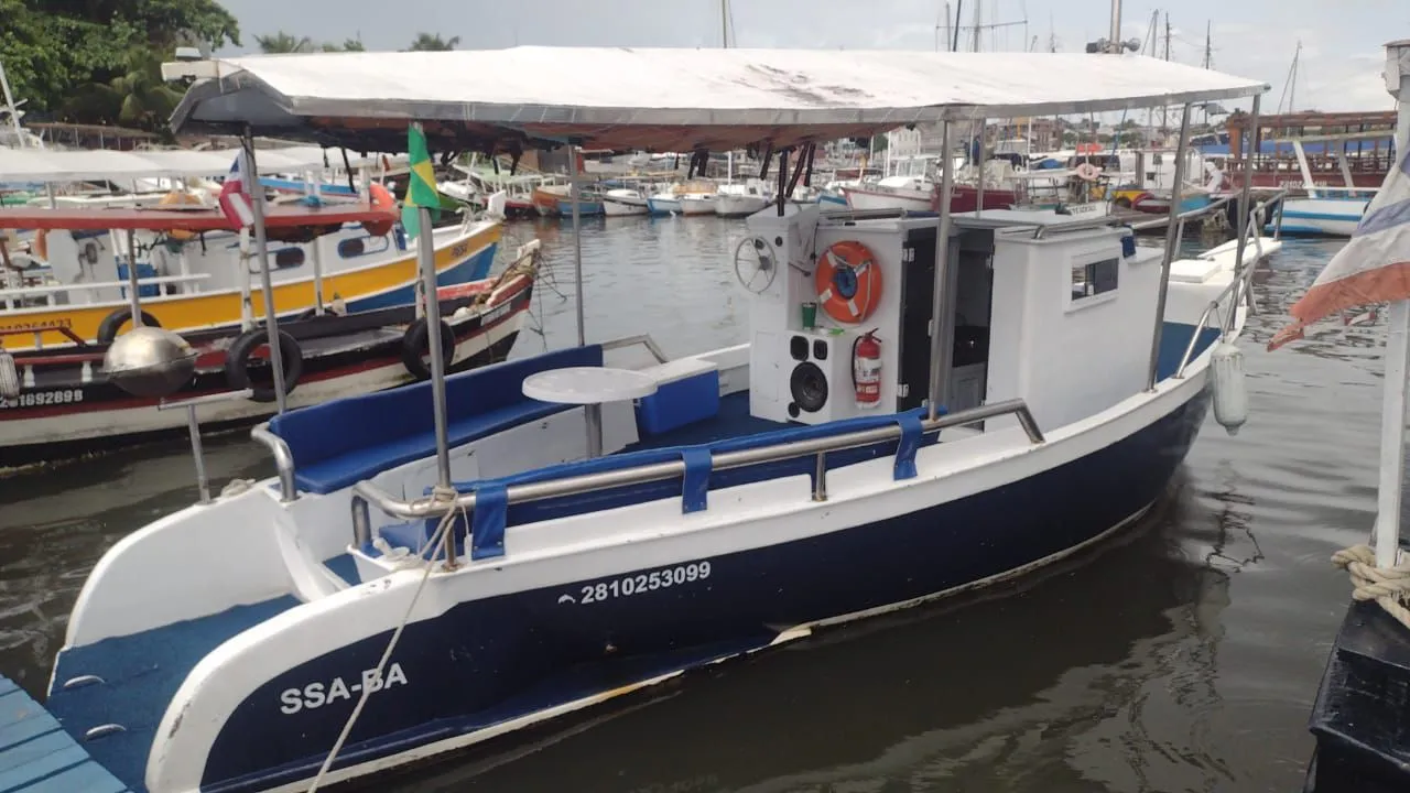 Barco de fibra, passeio com capacidade para10 pessoas