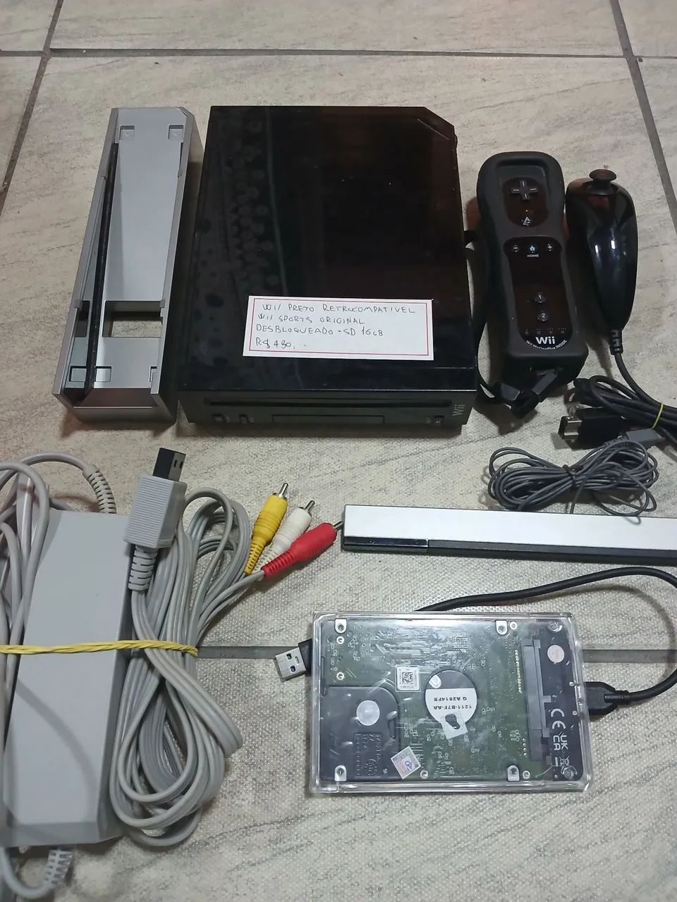 Nintendo Wii preto completo com jogos