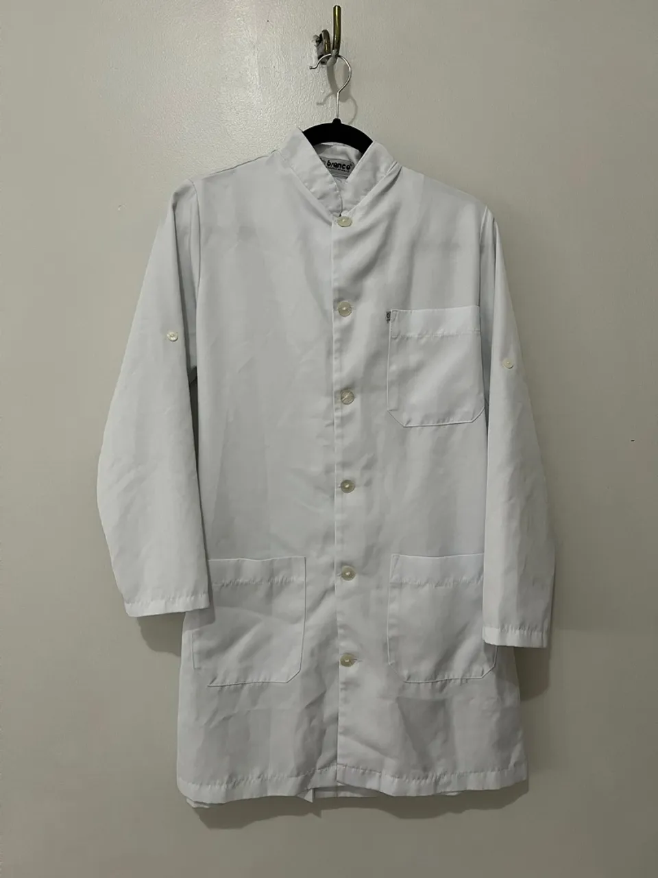 Jaleco Branco com Gola Padre, ponto branco, tamanho G