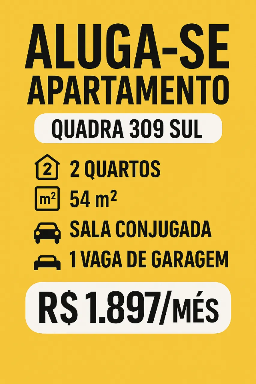 Alugo Apto 2Q na 309 Sul - R$1.897/mês - Palmas TO