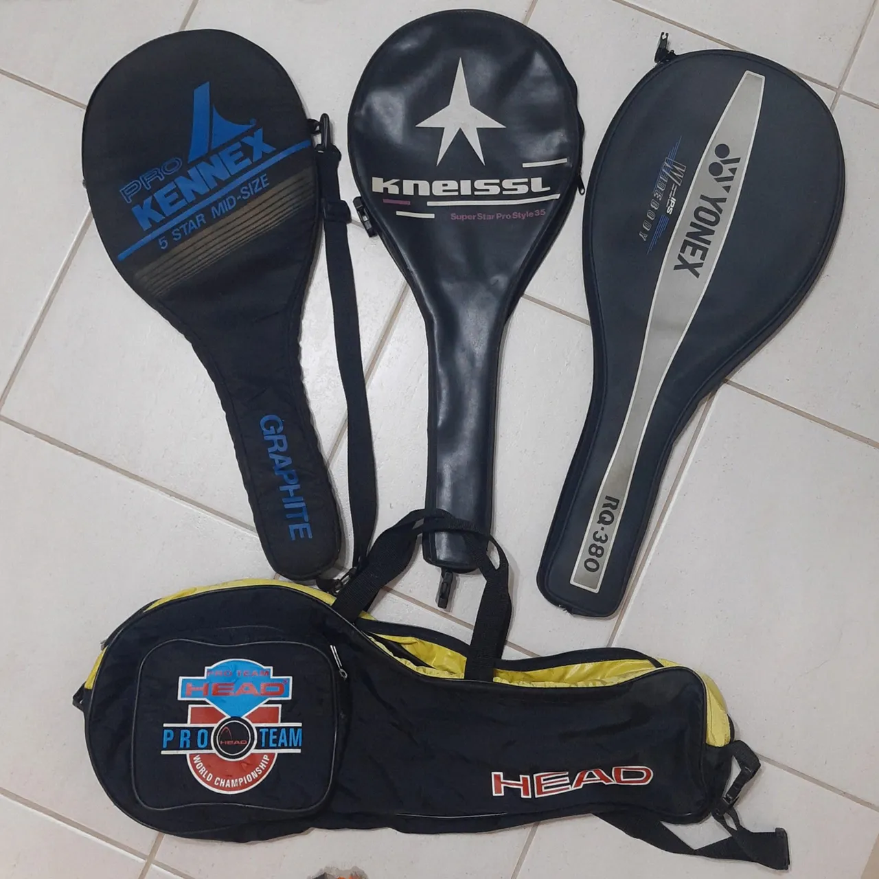 Capas Pro Kennex, Kneissl, Yonex e raqueteira Head para 3 raquetes