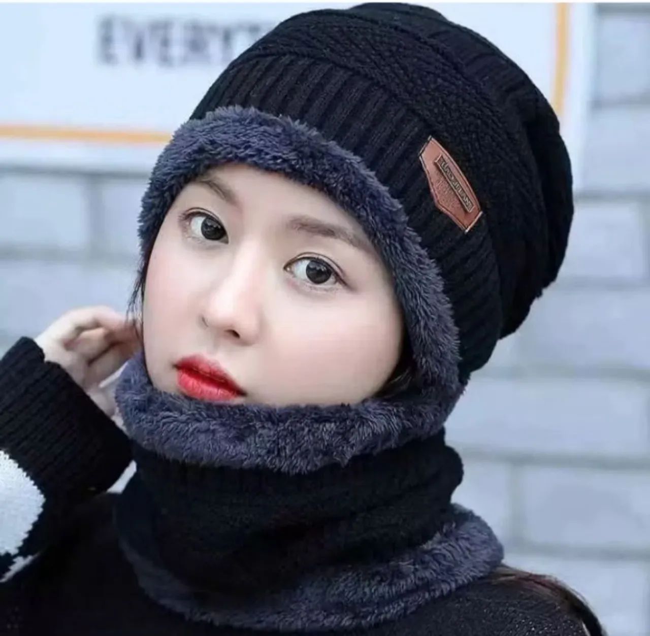 Conjunto de gorro e cachecol de inverno masculino - Foto 5