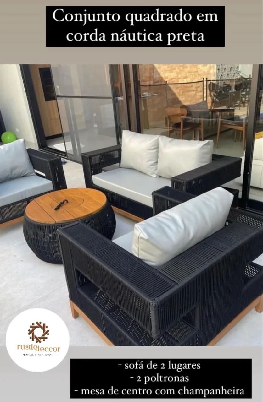 Conjunto sofá móveis área externa