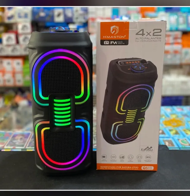 Caixa Som Bluetooth Multimídia Led Rgb Usb Fm Tws