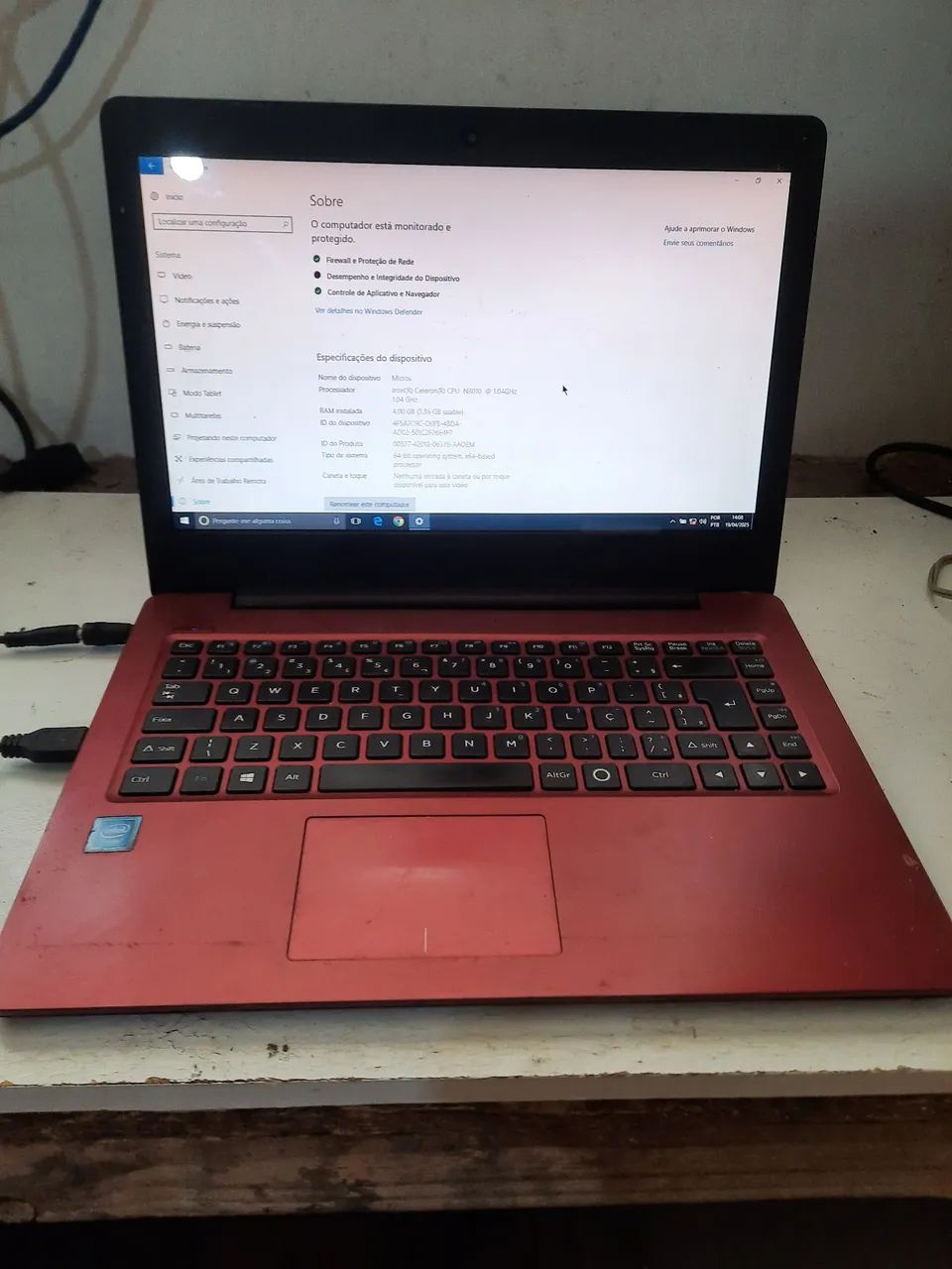 Notebook positivo stilo color Xc3534 memoria 4G ssd 32G teclado quebrado