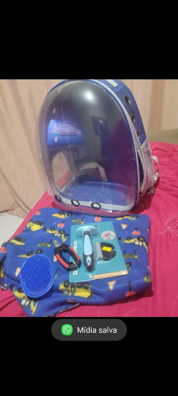 Mochila transportadora pet + acessórios