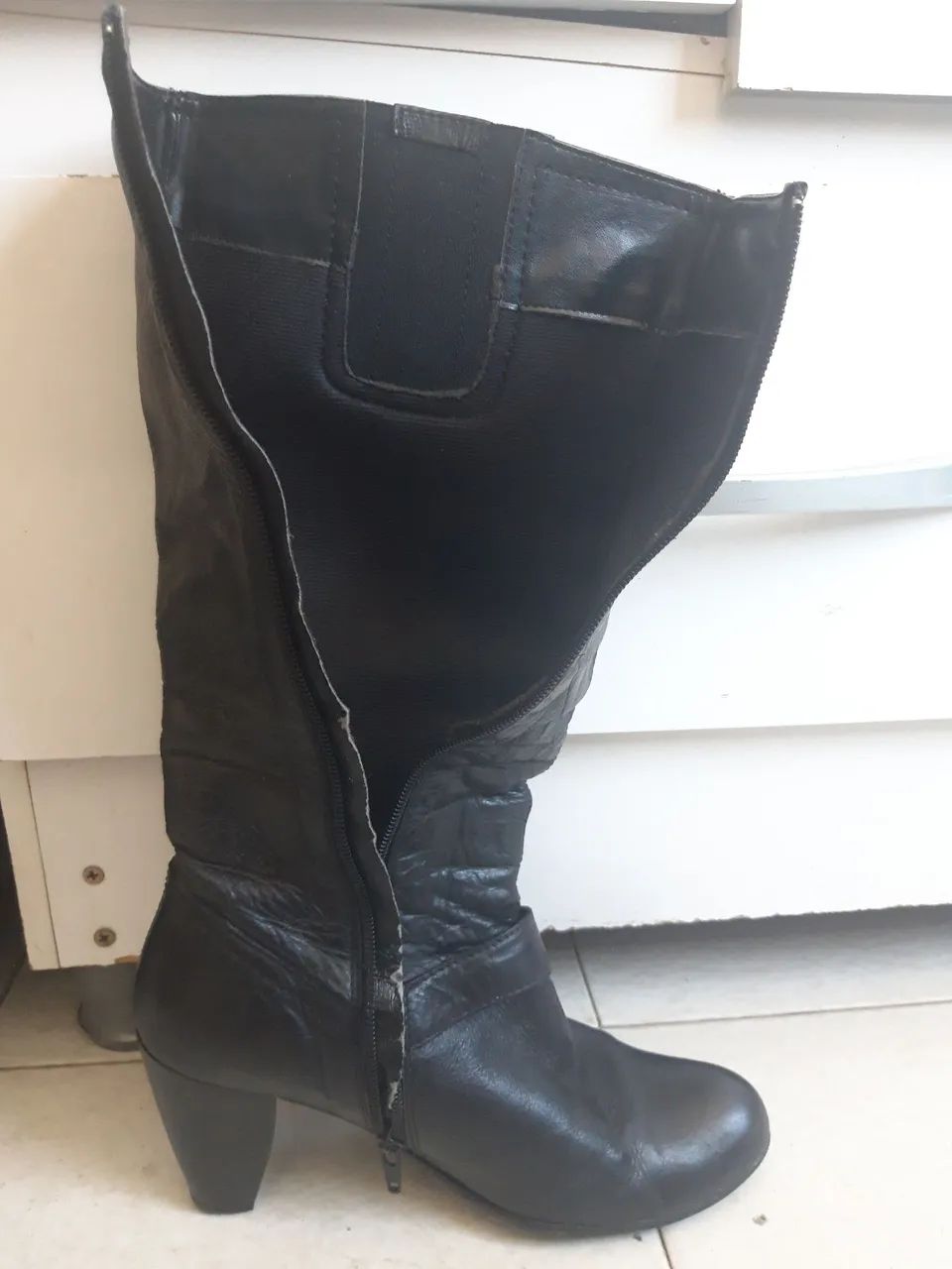 Botas couro de cano longo femininas  - Foto 5