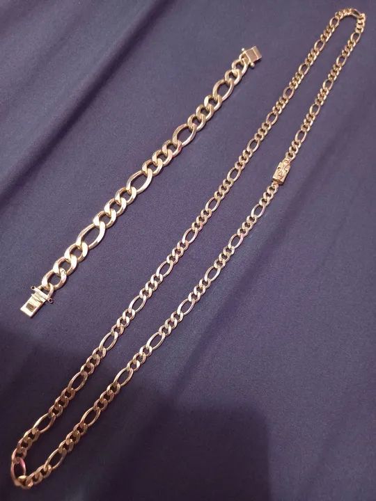 Conjunto de corrente e pulseira Prata mista. - Foto 4