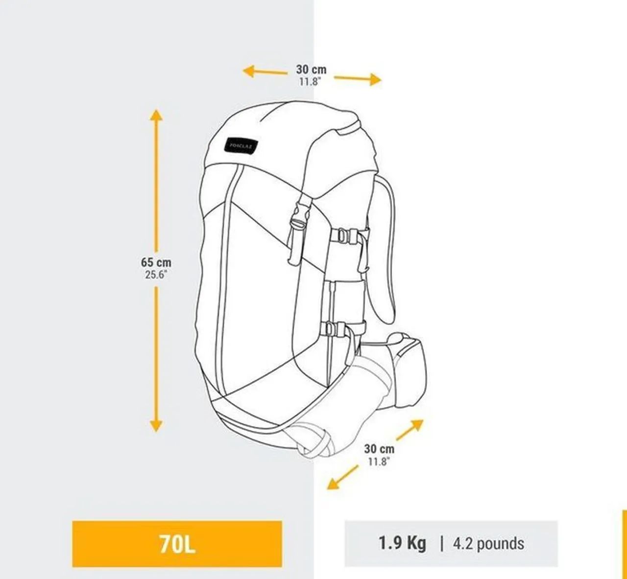 Mochila Masculina de Trekking 100 - 70 Litros Forclaz - Foto 3