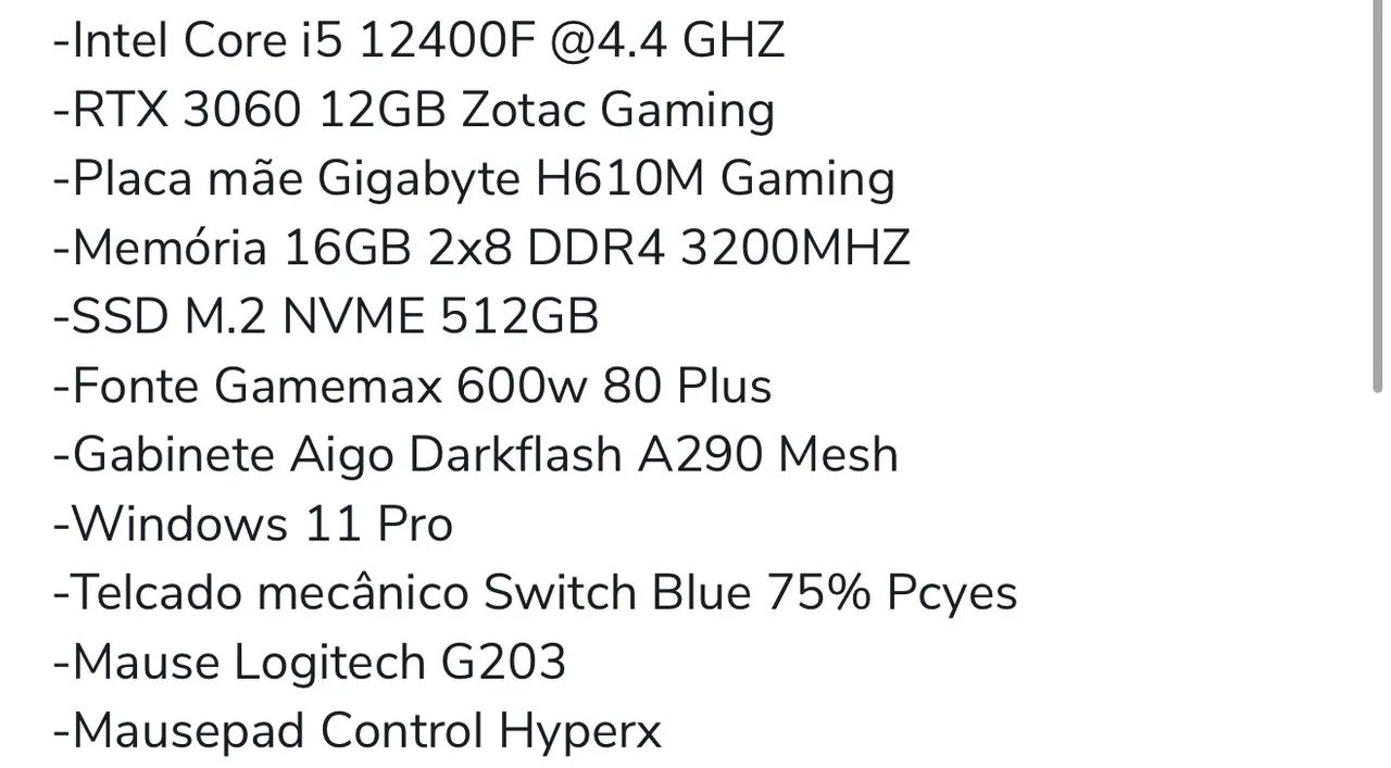 Computador Pc Gamer RTX419359556172533762