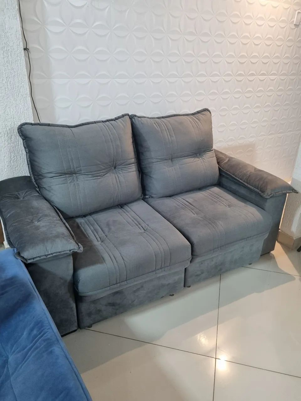 Sofá Cinza 2 Lugares Confortável