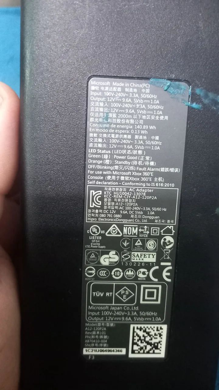 Fonte Xbox 360 super slim 1 pino Original bivolt  - Foto 3