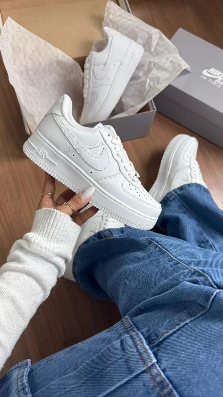Nike Air Force 1 Branco Unissex Luxo - Foto 4