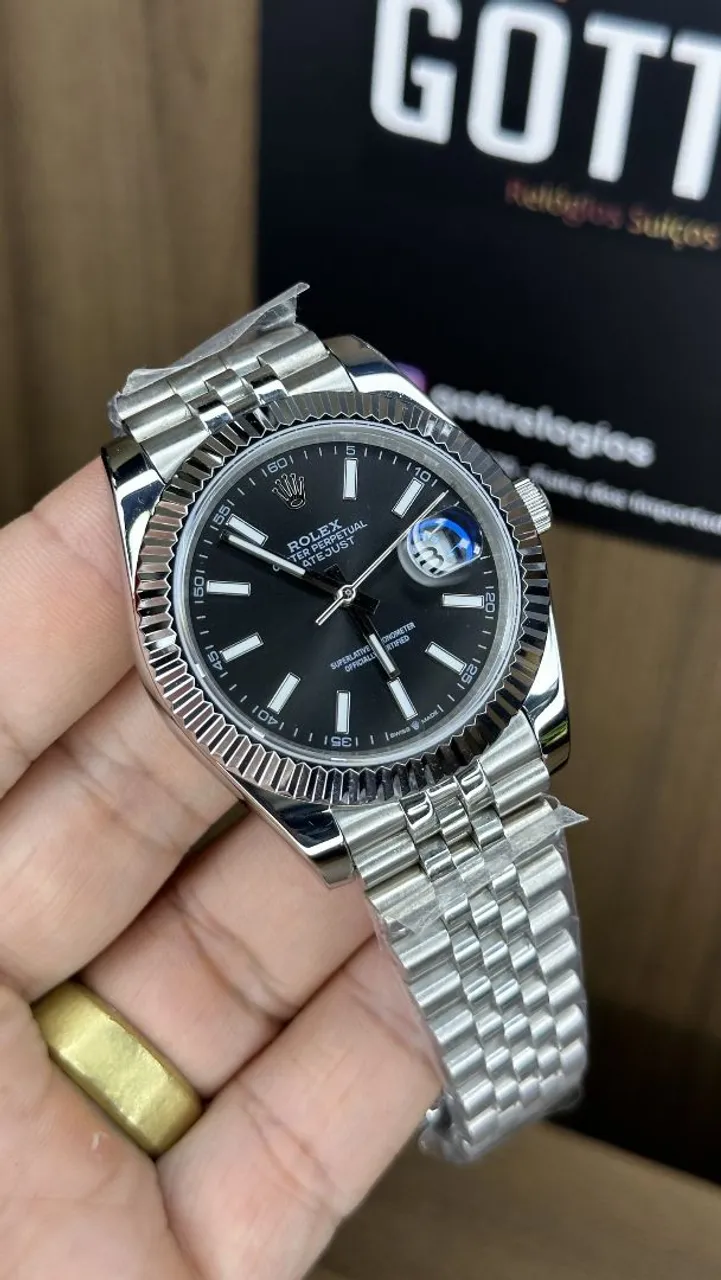 Rolex Datejust Preto Jubilee Automático Vidro Safira