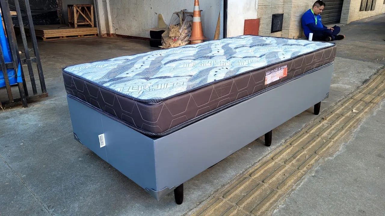 Cama Box Solteiro com Colchão de Espuma