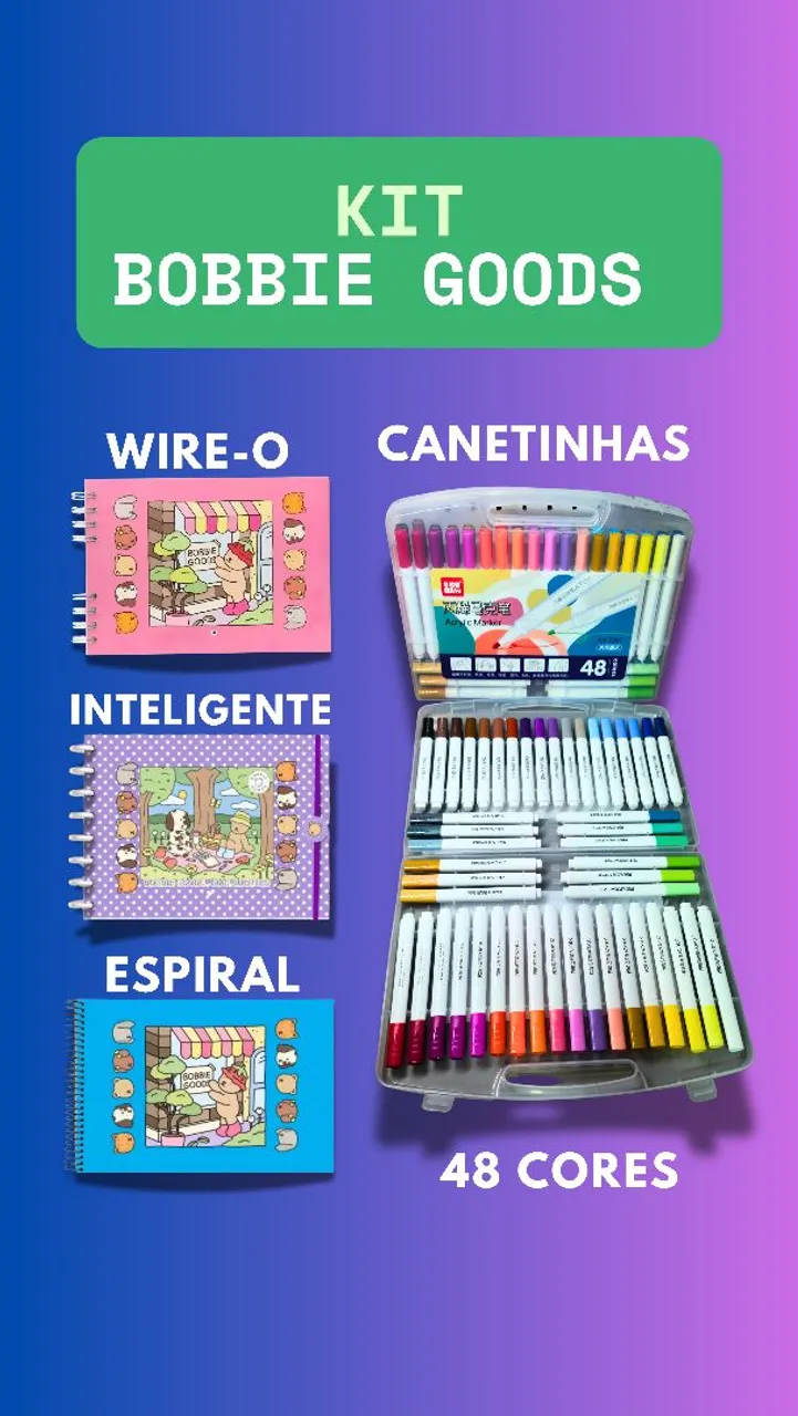 Bobbie Goods - Canetinhas touch 12, 18 24 e 48 cores