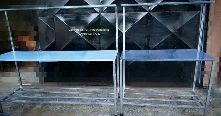 Promoção mesa inox com prateleira 2 peças 