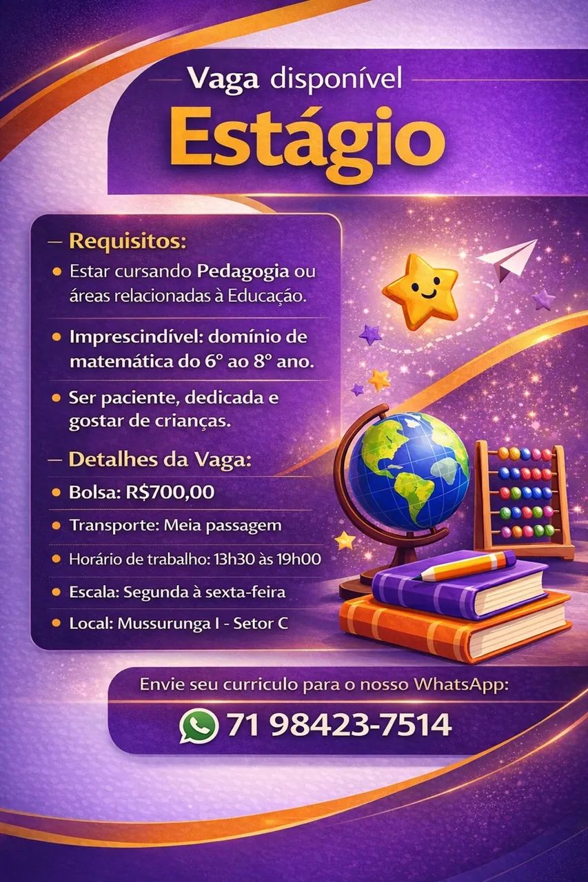 Estágio em Pedagogia | Meio período | Mussurunga - Vagas de emprego ...