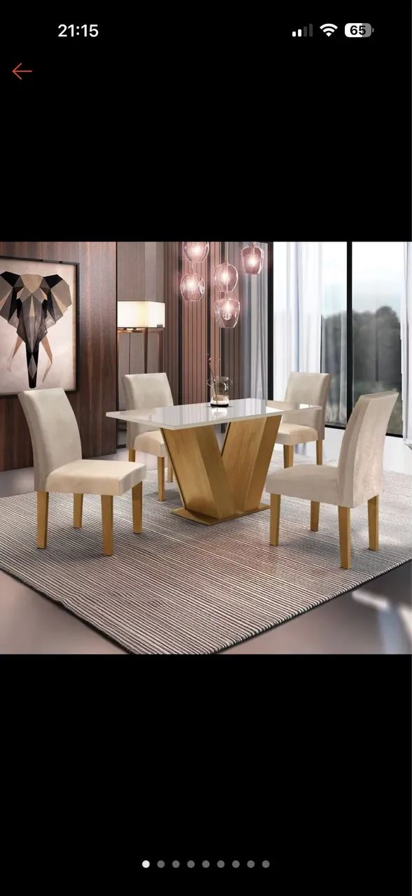 Mesa Tampo de Vidro 4 Cadeiras