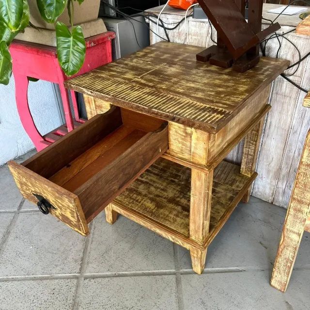 Mesinha De Cabeceira De Demolição Com Patina - Foto 3