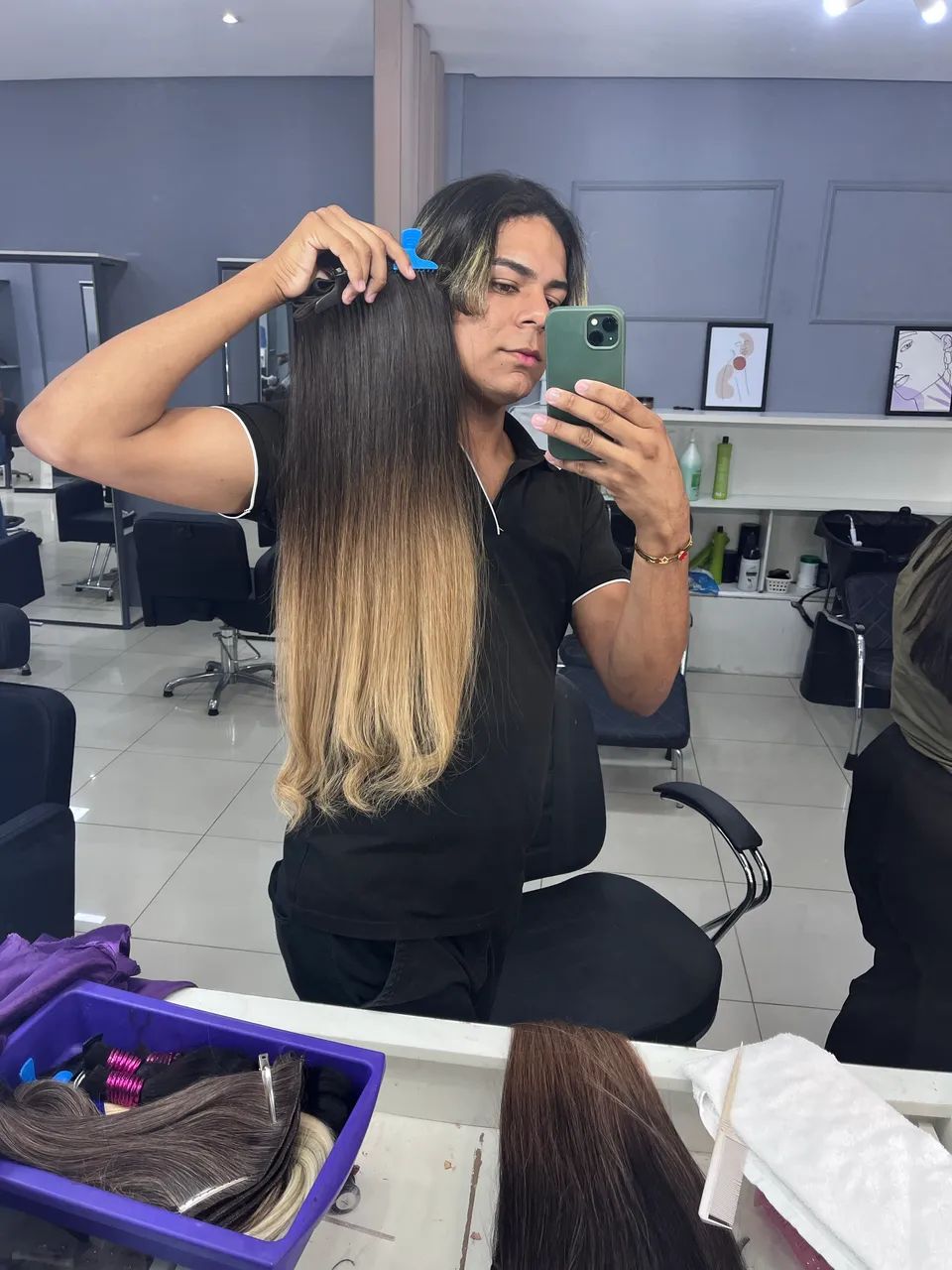 Cabelo 100% humano moreno iluminado 65cm - Foto 2
