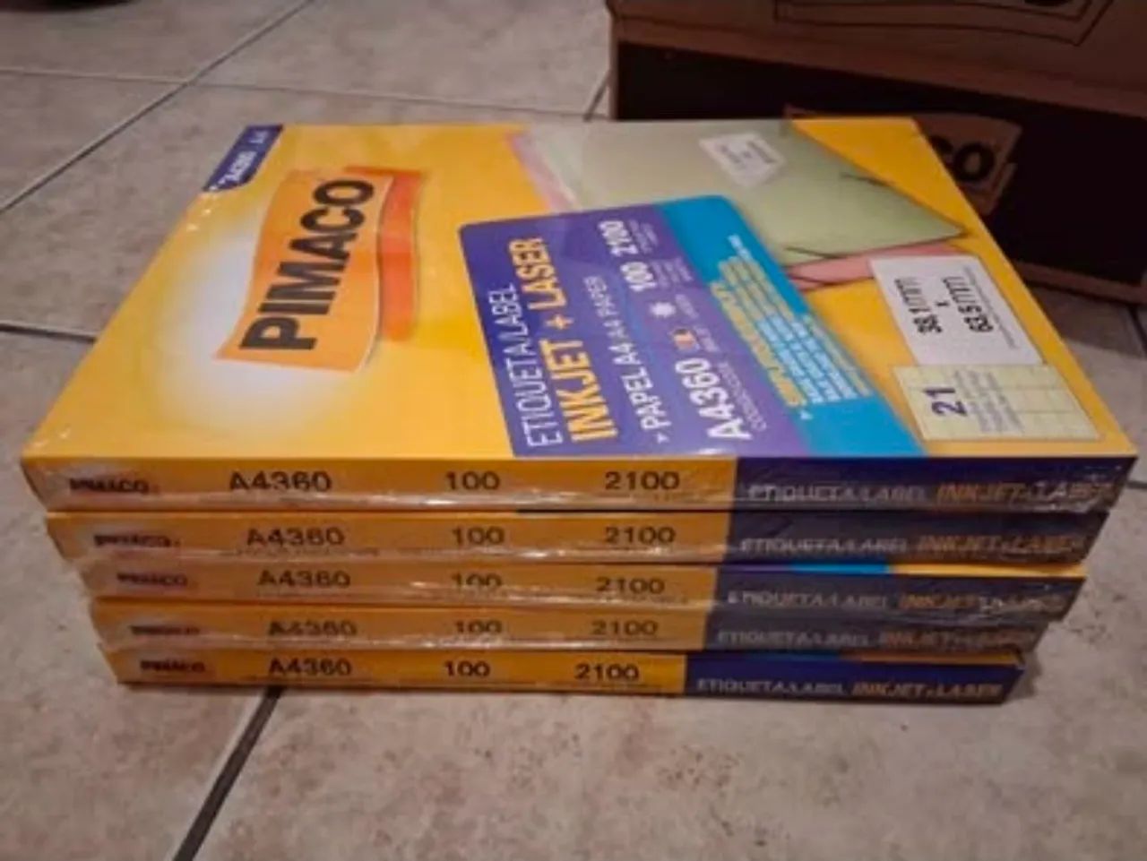 PIMACO A4 Inkjet/Laser Label, 38.1 x 63.5 mm, Model 2100, 360 pcs