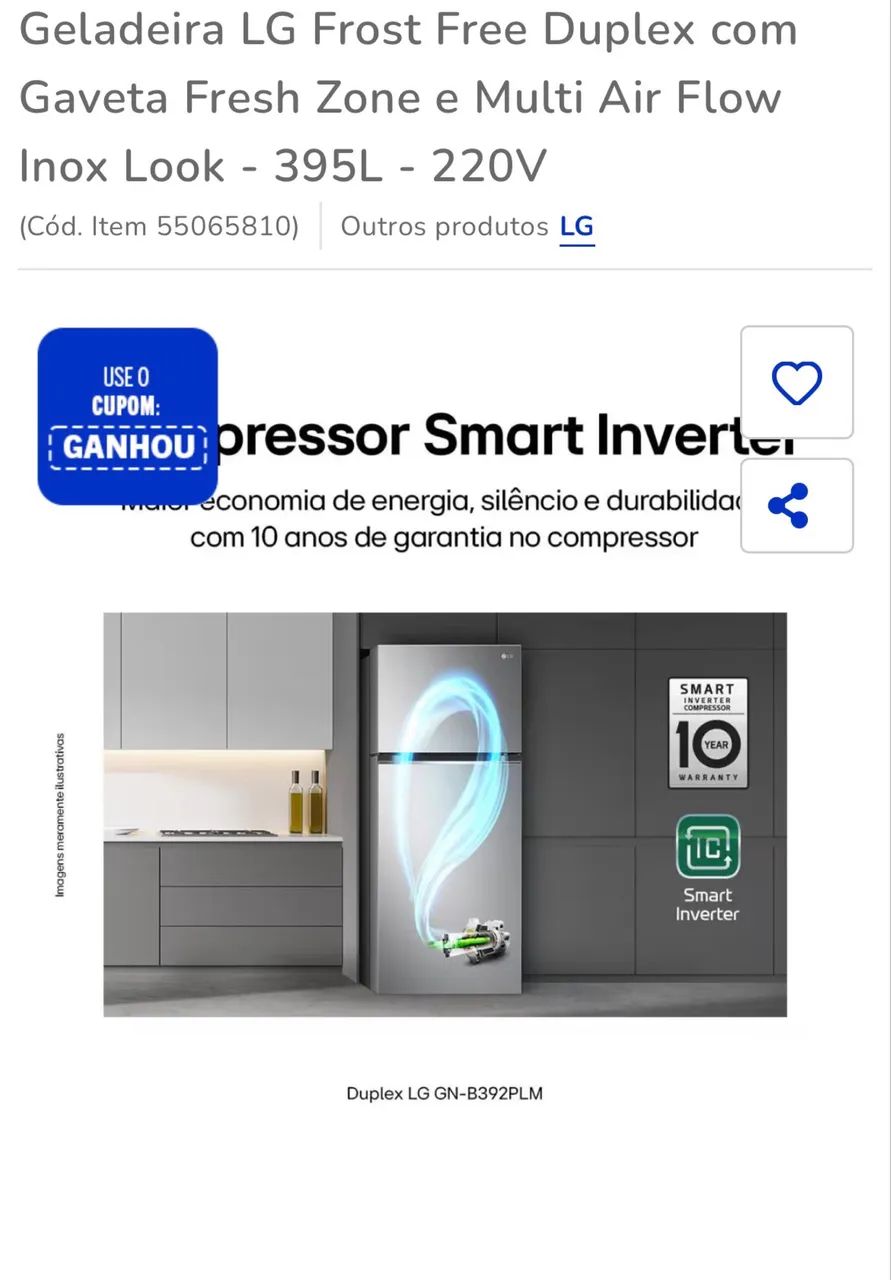 Geladeira LG  duplex inox  - Foto 5