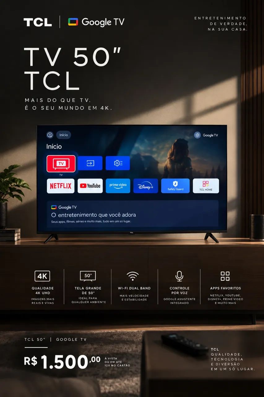 Smart TV TCL de 50 polegadas