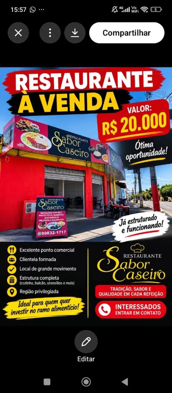 Vende-se Restaurante 