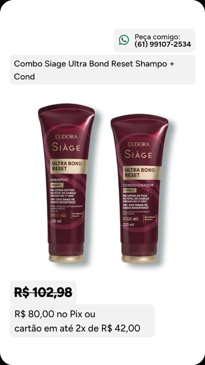 Combo Siage Ultra Bond Reset Shampo + Cond