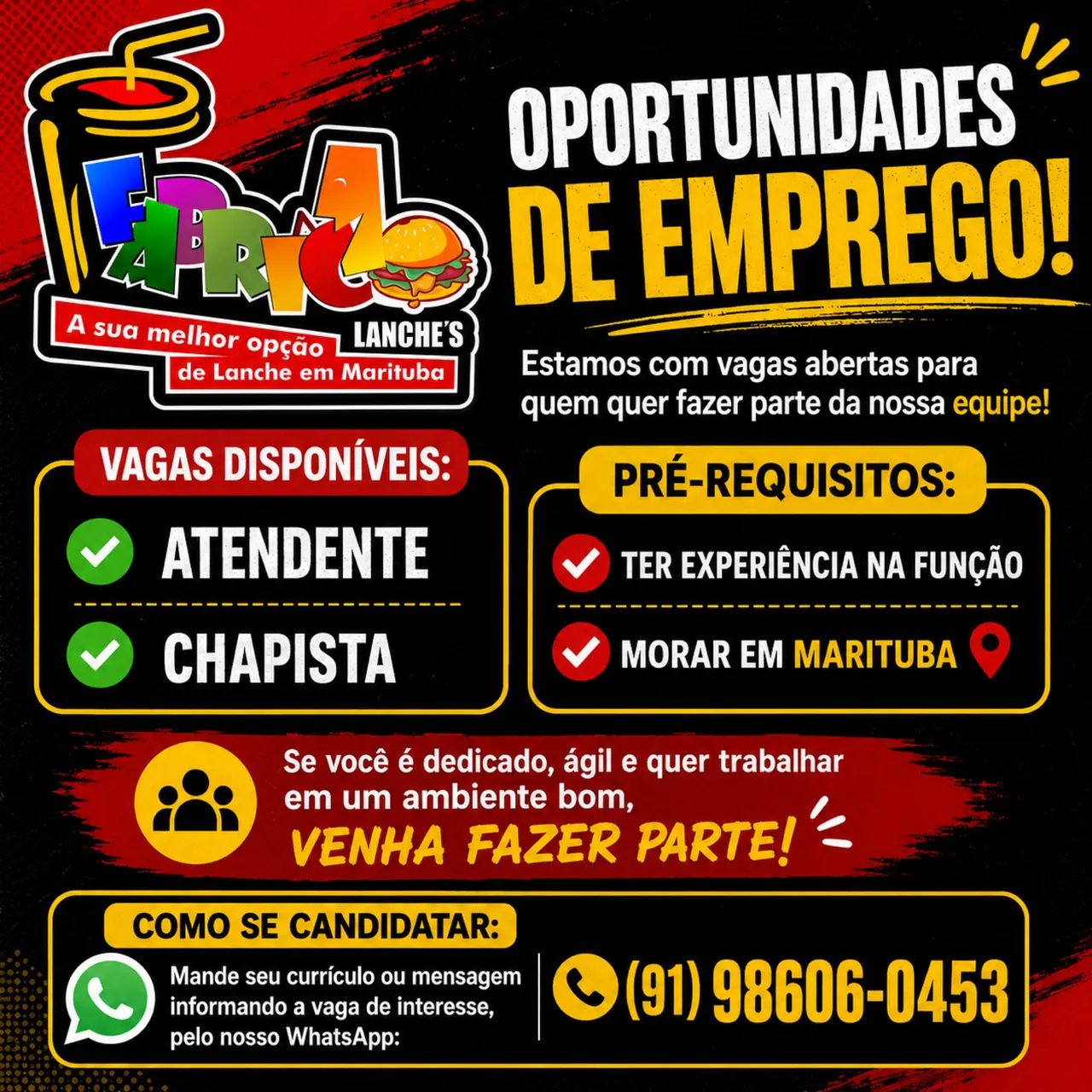 VAGAS DE EMPREGO: CHAPISTA E ATENDENTE COM EXPERIÊNCIA 1