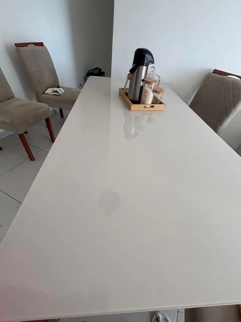 Mesa de vidro 180x90cm pé de madeira  - Foto 2