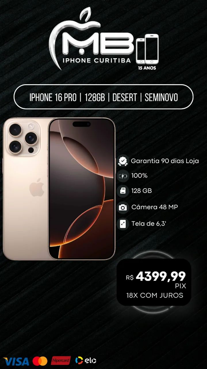 iPhone 16 Pro 128GB Seminovo com Garantia