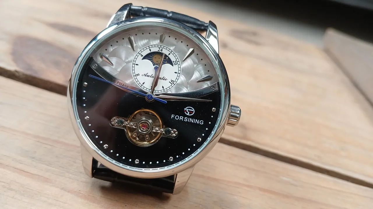 Relógio Masculino Automático Sofisticado e Elegante - Fases da Lua