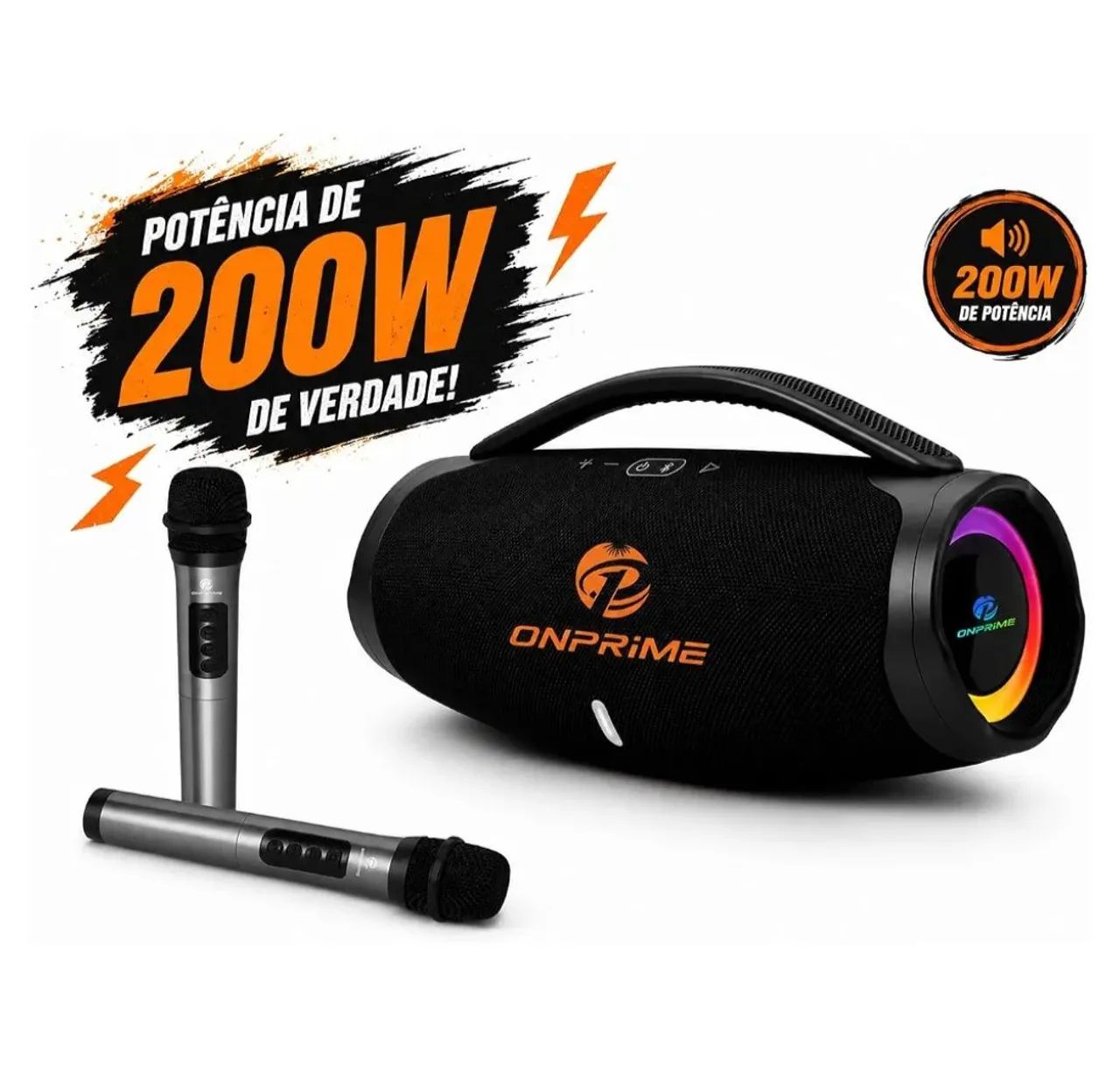 Caixa de som Bluetooth boombox com dois microfones  - Foto 2