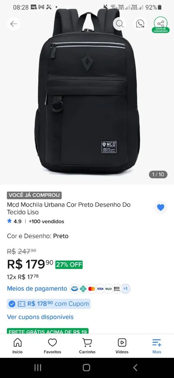 Mochila MCD, impecável, 1 mês uso - Foto 5