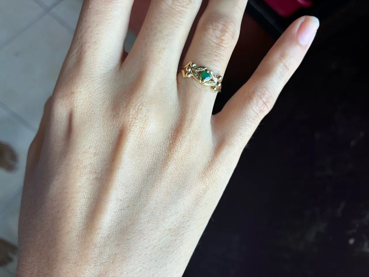 Anel Ouro 18k com esmeralda N:16 (1,44g) - Foto 2