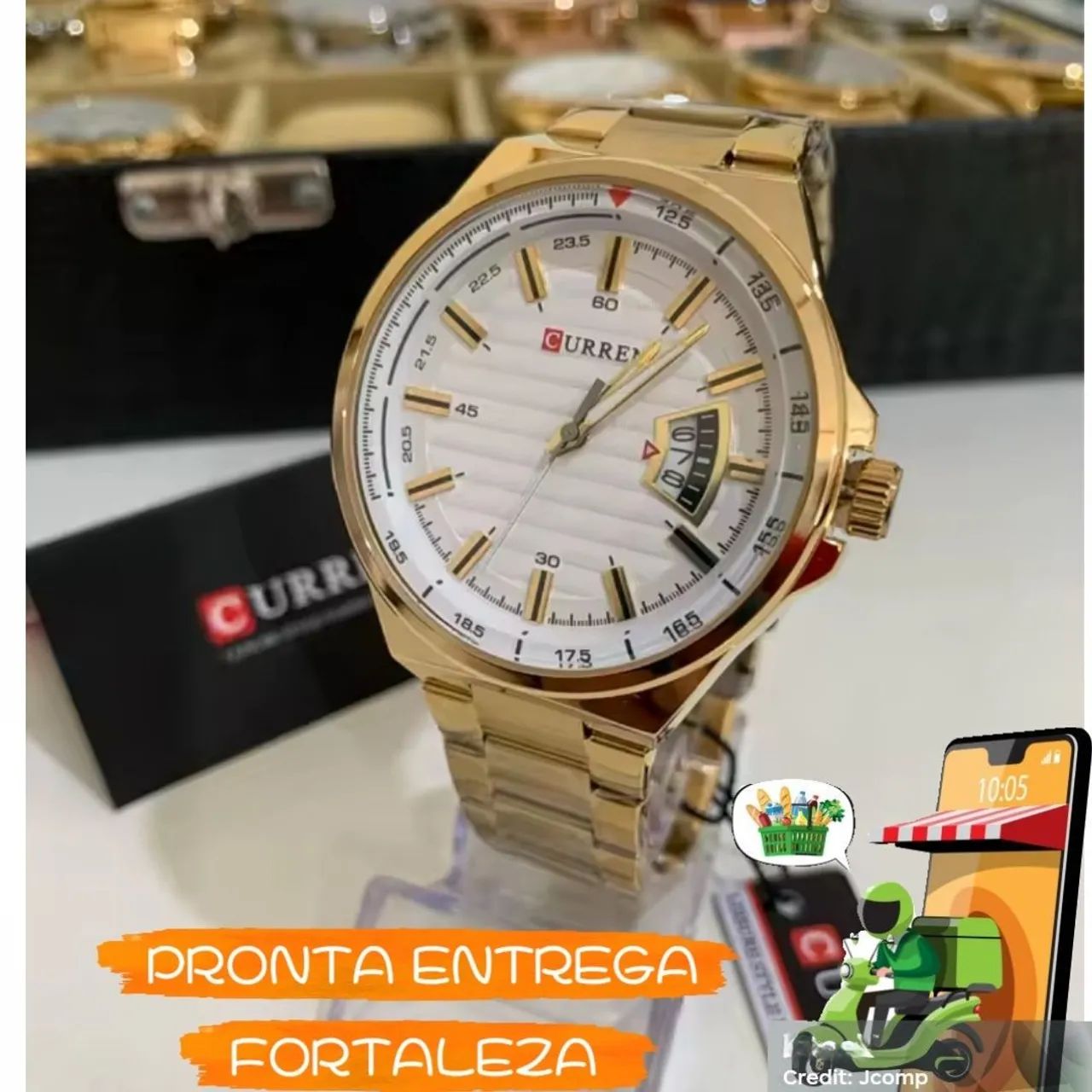 Relógio Curren Dourado Elegante e Refinado