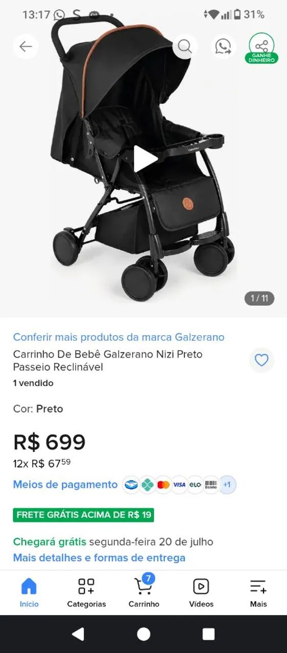 Carrinho Galzerano novo